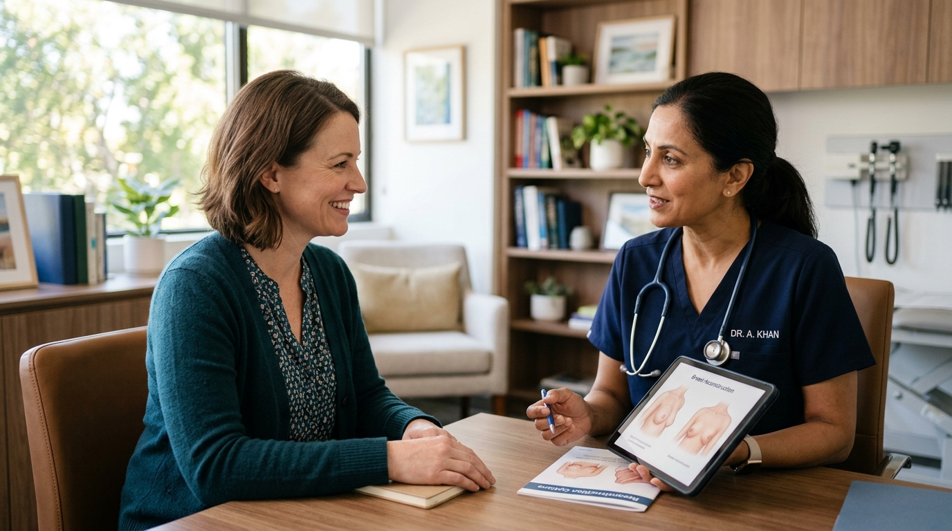 In a medical room, a nurse and patient converse, highlighting the importance of communication in healthcare.